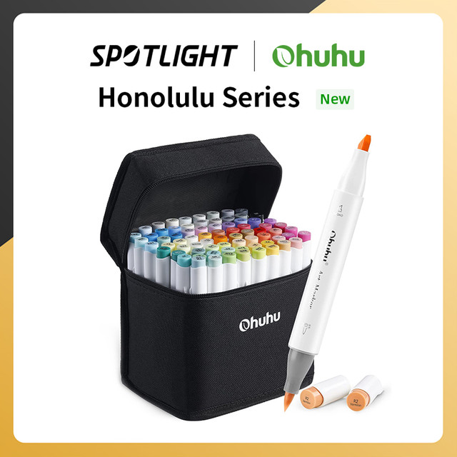 Ohuhu Honolulu Marker Pen Dual Tips Alcohol Art Markers Set Coloring Manga  Sketching Drawing Felt Pen School Supplies - AliExpress
